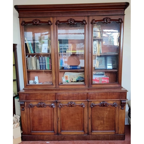 1002 - 3 Door Glazed Top Early Victorian Mahogany Bookcase
C. 227cm H x 183cm W x 50cm D