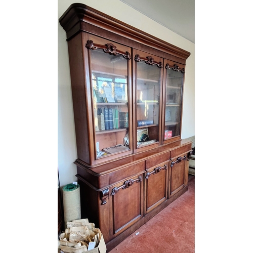 1002 - 3 Door Glazed Top Early Victorian Mahogany Bookcase
C. 227cm H x 183cm W x 50cm D