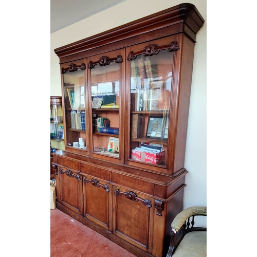 1002 - 3 Door Glazed Top Early Victorian Mahogany Bookcase
C. 227cm H x 183cm W x 50cm D