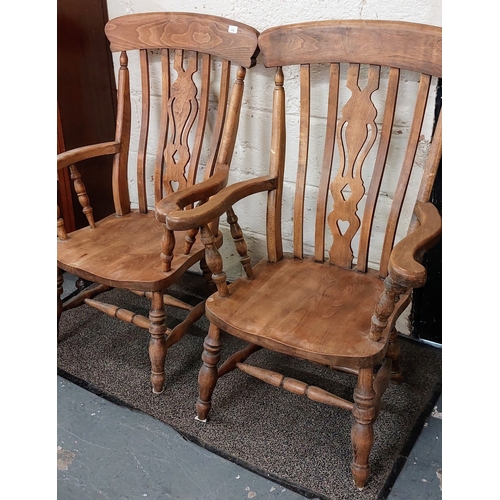 110 - Pair of Elm Country Kitchen Armchairs