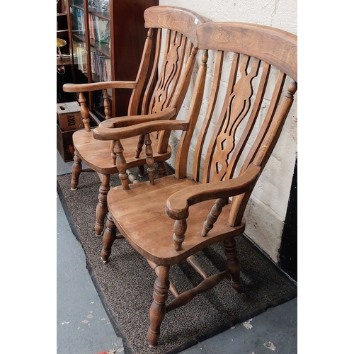 110 - Pair of Elm Country Kitchen Armchairs