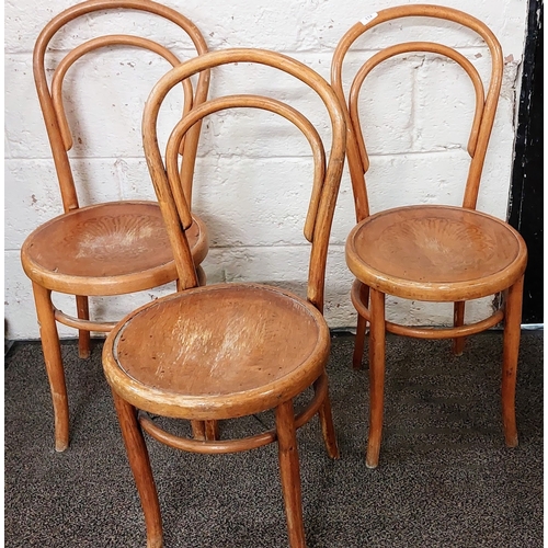 112 - 3 Light Colour Bentwood Chairs