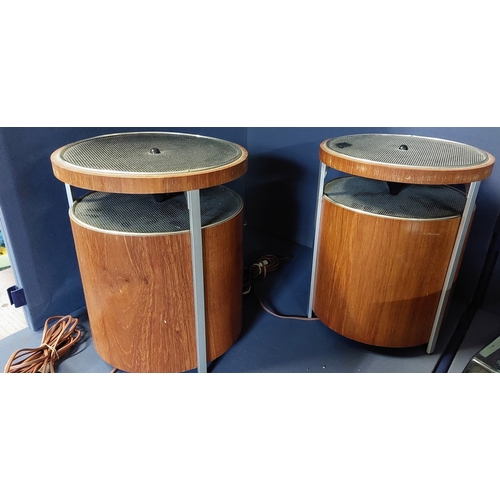 114 - BSR Twelve-Fifty Turntable & Pair of Kolster Brand Retro Cylindrical Speakers