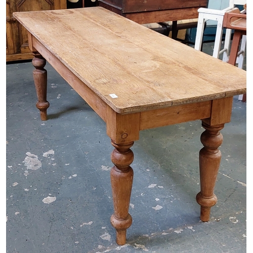 115 - Country Pine Kitchen Table- C. 185cm W x 67cm D x 76cm H