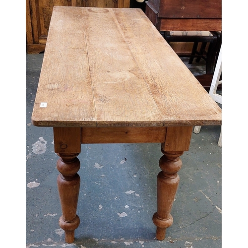 115 - Country Pine Kitchen Table- C. 185cm W x 67cm D x 76cm H