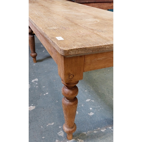 115 - Country Pine Kitchen Table- C. 185cm W x 67cm D x 76cm H