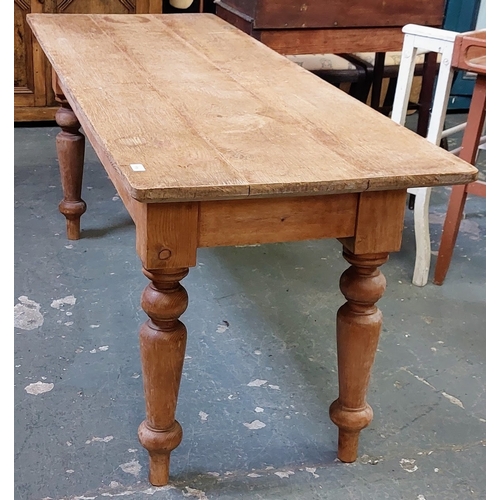 115 - Country Pine Kitchen Table- C. 185cm W x 67cm D x 76cm H