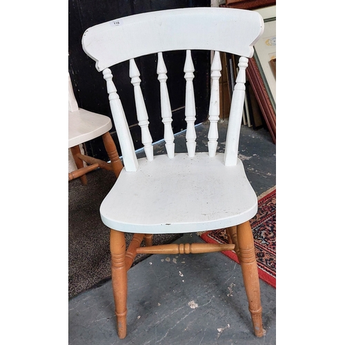 116 - 4 Painted Pine Country Kitchen Chairs