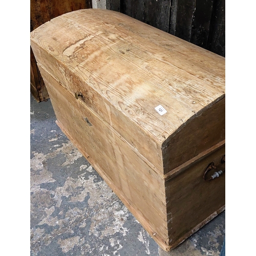 121 - Pine Dome Top Trunk - C. 98cm W x 59cm D x 69cm H