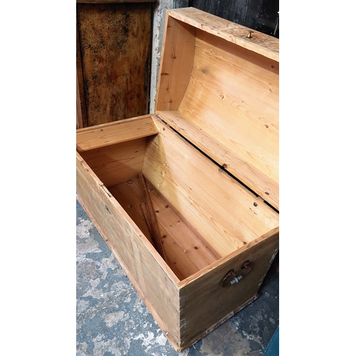 121 - Pine Dome Top Trunk - C. 98cm W x 59cm D x 69cm H