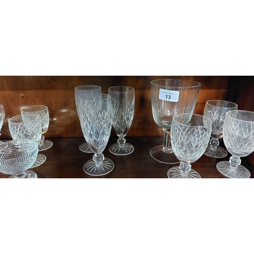 13 - Shelf Lot of Assorted Glassware