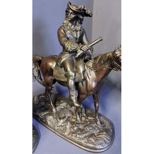 133 - Pair of Spelter Horse & Rider Figures