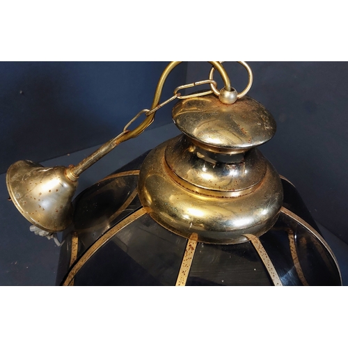 137 - Brass and Glass Hall Light - C. 33cm W x 29cm H