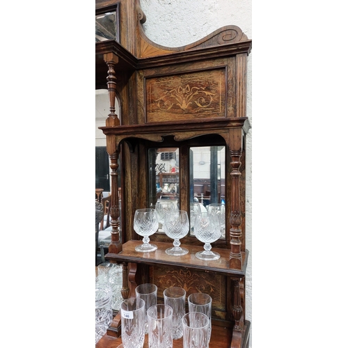 148 - Fine Edwardian Inlaid Mahogany Chiffonier with Bevelled Mirrors - C. 148cm W x 44cm D x 244cm H