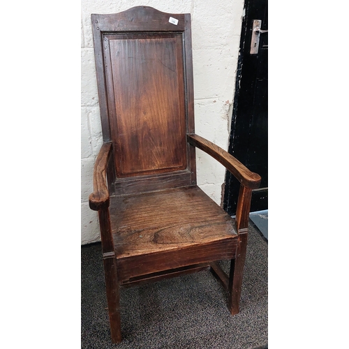 158 - Oak Panel Back Country Armchair