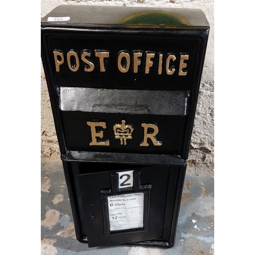 185 - Metal Post Office Letter Box - C. 40cm D x 65cm H x 30cm W