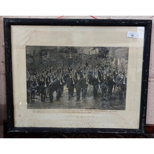 19 - Framed Print of the Irish National Volunteers of Ennistymon - C. 54cm x 44cm