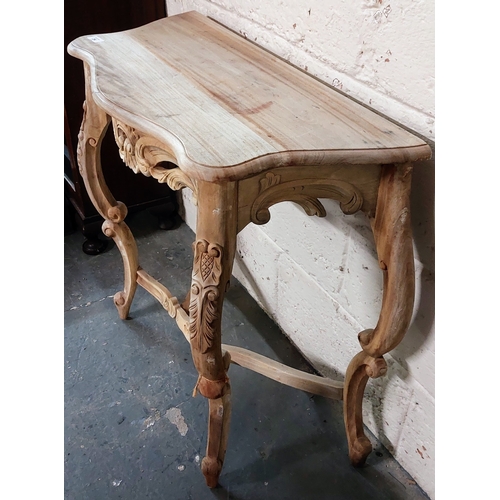 24 - Pine Highly Carved Scalloped Hall Table - C. 80cm W x 77cm H x 37cm D