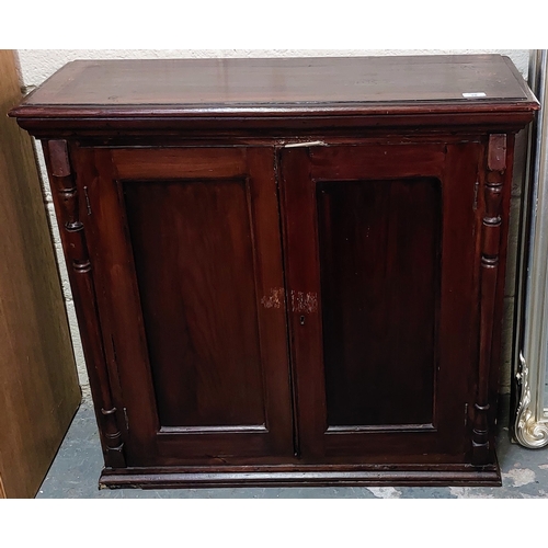 28 - Stained Pine 2 Door Side Cabinet - C. 92cm W x 86cm H x 36cm D