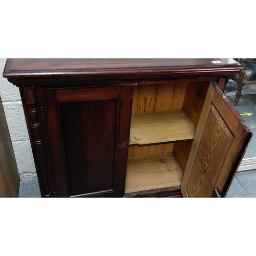 28 - Stained Pine 2 Door Side Cabinet - C. 92cm W x 86cm H x 36cm D