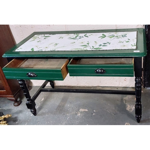 3 - Painted Neat Size Writing Desk with 2 Drawers - C.110cm W x 49cm D x 69cm H