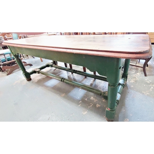 53 - Refectory Country Table on Double Stretcher Base - C. 230cm W x 88cm D x 82cm H