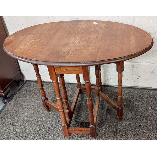 67 - Neat Drop Leaf D-End Gate Leg Table - C. 60cm W x 36cm D x 66cm H