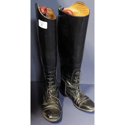 7 - Leather Riding Boots & Trees - Size 5