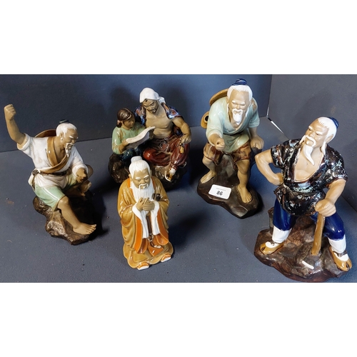 86 - 5 Chinese Ceramic Figures