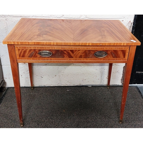 92 - Satinwood Hall Table with Inlay and Crossbanding - C. 91cm W x 61cm D x 77cm H