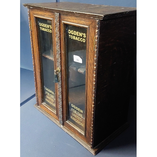 93 - Tobacco Cabinet with Ogdens Tobacco Lettering on the Glass - C. 47cm H x 39cm W x 23cm D