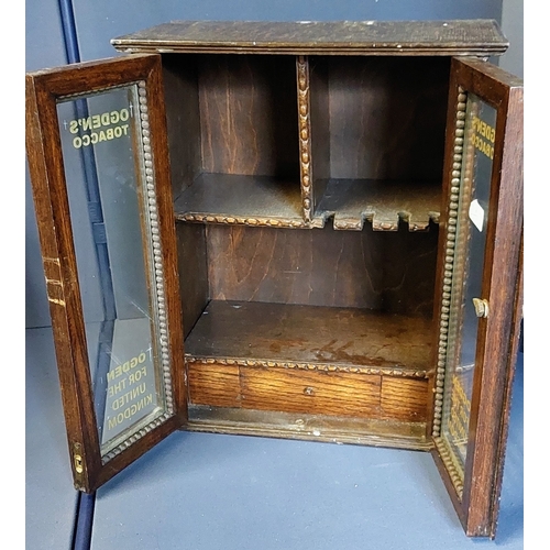 93 - Tobacco Cabinet with Ogdens Tobacco Lettering on the Glass - C. 47cm H x 39cm W x 23cm D