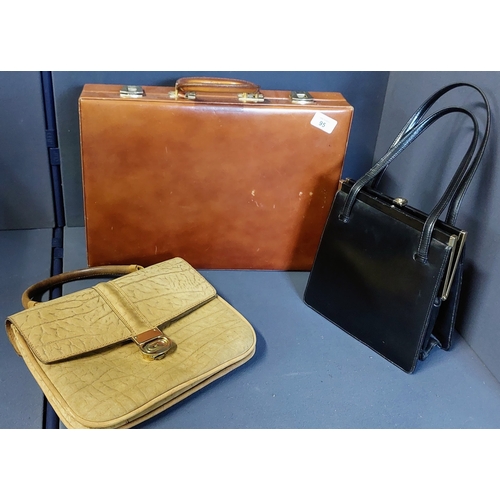 95 - 2 Vintage Handbags & Leather Briefcase