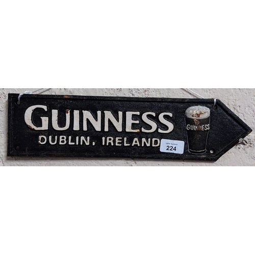 224 - Guinness Directional Cast Metal Sign - C. 39cm W