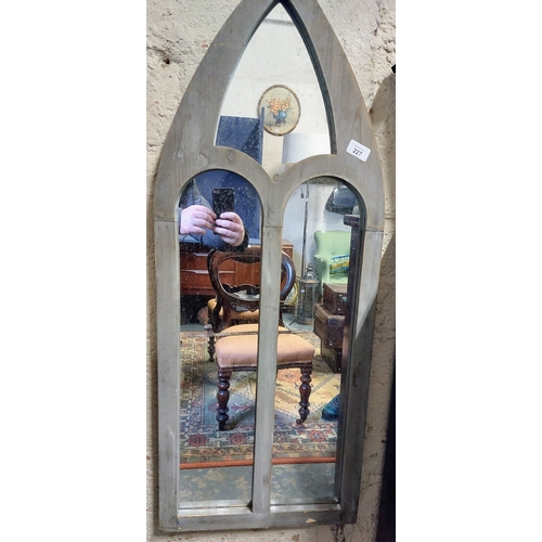 227 - Gothic Style Shaped Frame Mirror - C. 40cm W x 100cm H