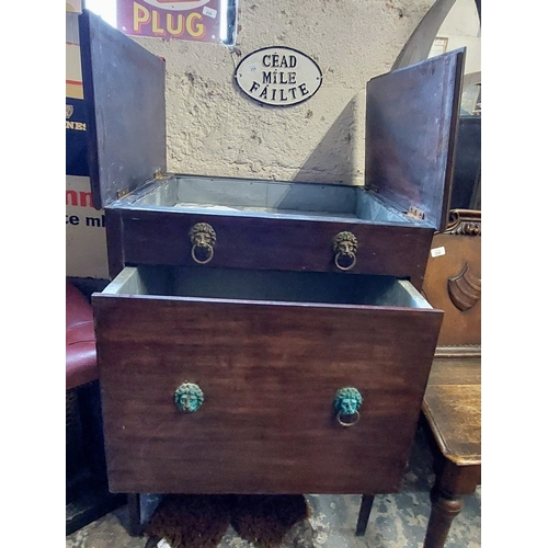 233 - Mahogany Hinged Top Cabinet with Drawer - All Drawers Tin Lined - C. 63cm W x 57cm D x 86cm H