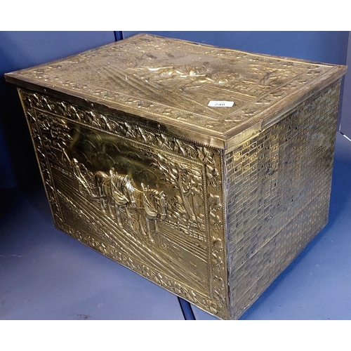 240 - Brass Log Box - C. 52cm x 37cm x 39cm