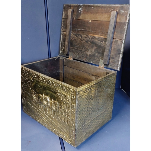 240 - Brass Log Box - C. 52cm x 37cm x 39cm