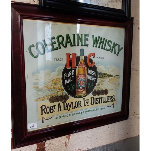 242 - Framed Coleraine Whiskey Advert Print - C. 62cm x 52cm