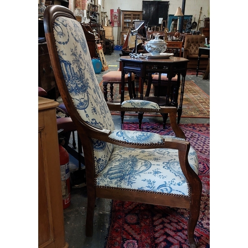 244 - French Upholstered Mahogany Armchair