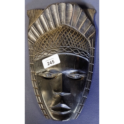 245 - Pair of Neat Size African Wall Masks - C. 16cm x 26cm