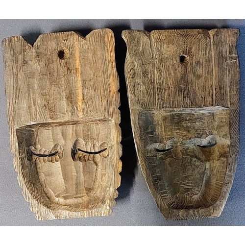 245 - Pair of Neat Size African Wall Masks - C. 16cm x 26cm