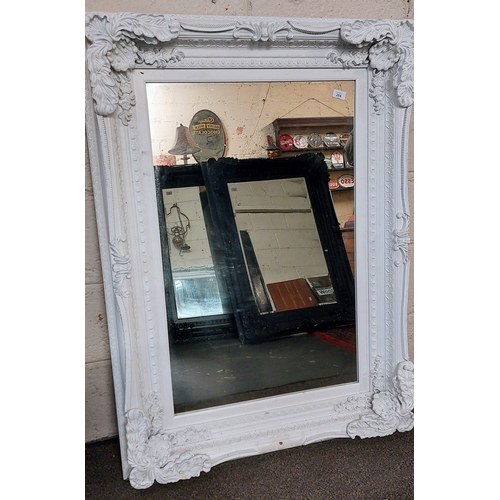 264 - White Framed Bevelled Mirror - C. 90cm x 124cm