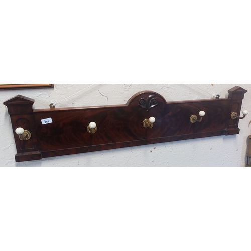 268 - Victorian Mahogany Wall Mount Coat Rack - C. 115cm W