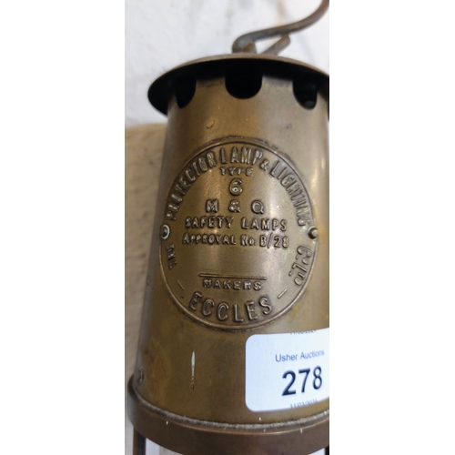 278 - Miners Brass Safety Lamp - 