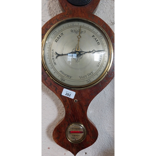 282 - 19th Century Inlaid Mahogany Wheel Barometer - C. 93cm H