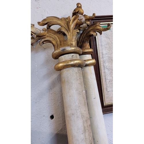 306 - 3 Painted and Gilded Wooden Curtain Rails - C. 220cm W - ex Meath Estate House