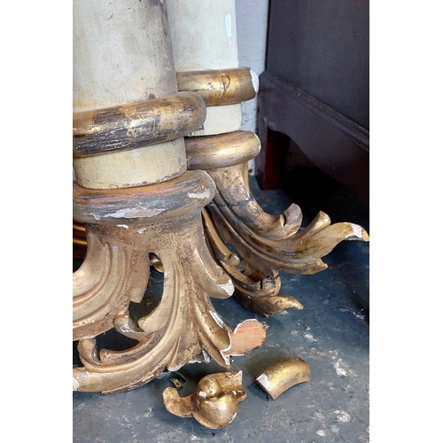 306 - 3 Painted and Gilded Wooden Curtain Rails - C. 220cm W - ex Meath Estate House