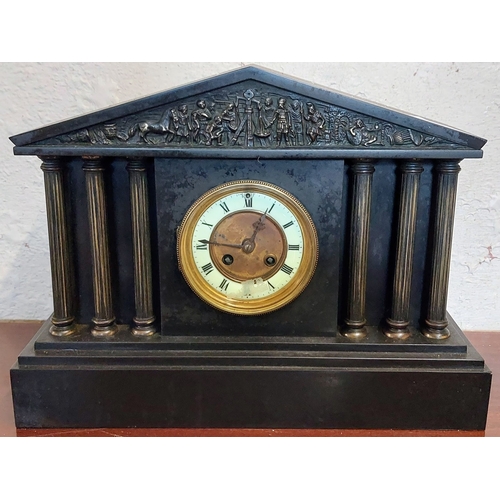 310 - French Black Slate Mantle Clock