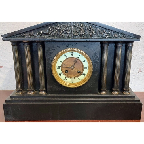 310 - French Black Slate Mantle Clock